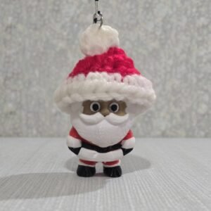 Cute Santa Claus Christmas tree ornament with a hand-crocheted hat